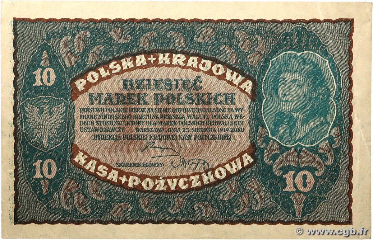 10 Marek POLOGNE 1919 P.025 SUP