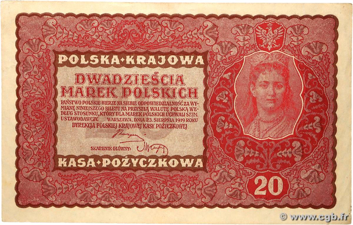 20 Marek POLOGNE 1919 P.026 SUP+