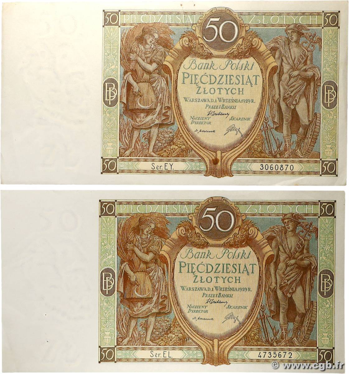 50 Zlotych Lot POLOGNE 1929 P.071 pr.SUP