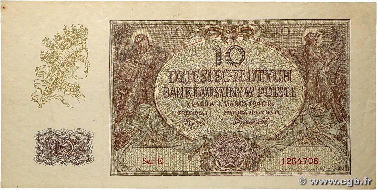10 Zlotych POLOGNE 1940 P.094 pr.SUP