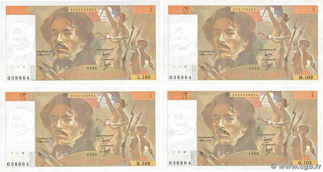 100 Francs DELACROIX modifié Fauté FRANCIA 1986 F.69.10 q.FDC