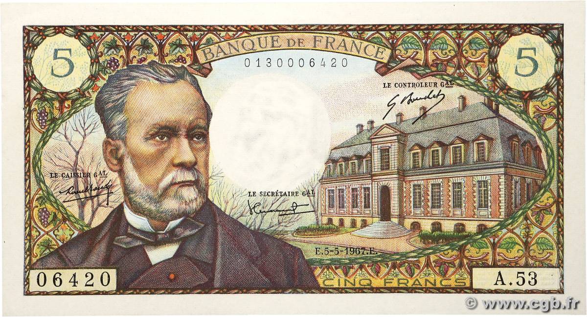 5 Francs PASTEUR FRANCE  1967 F.61.05 SPL