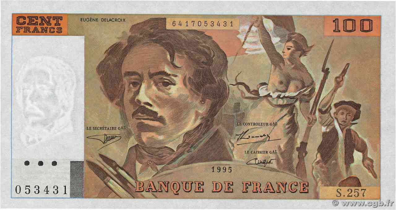 100 Francs DELACROIX 442-1 & 442-2 FRANCIA 1995 F.69ter.02a FDC