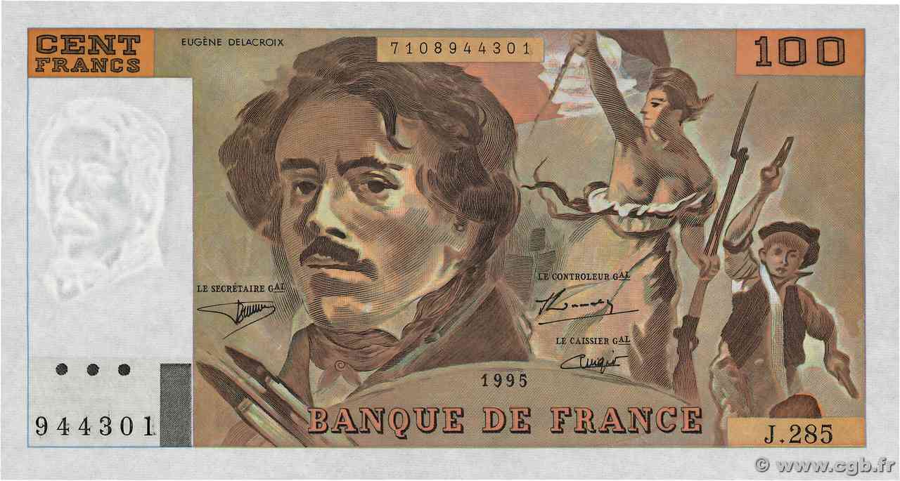 100 Francs DELACROIX 442-1 & 442-2 FRANCIA 1995 F.69ter.02c FDC
