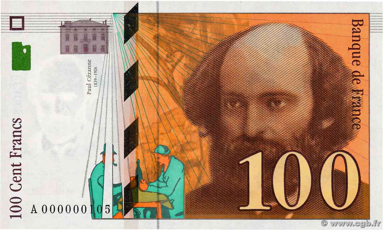 100 Francs CÉZANNE Petit numéro FRANCE 1997 F.74.01A NEUF