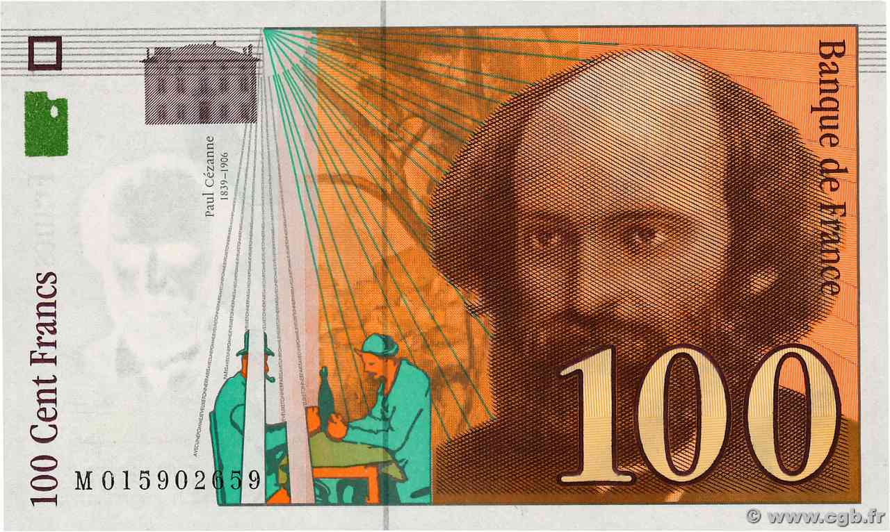 100 Francs CÉZANNE Sans STRAP Fauté FRANCIA 1997 F.74f4.01 FDC