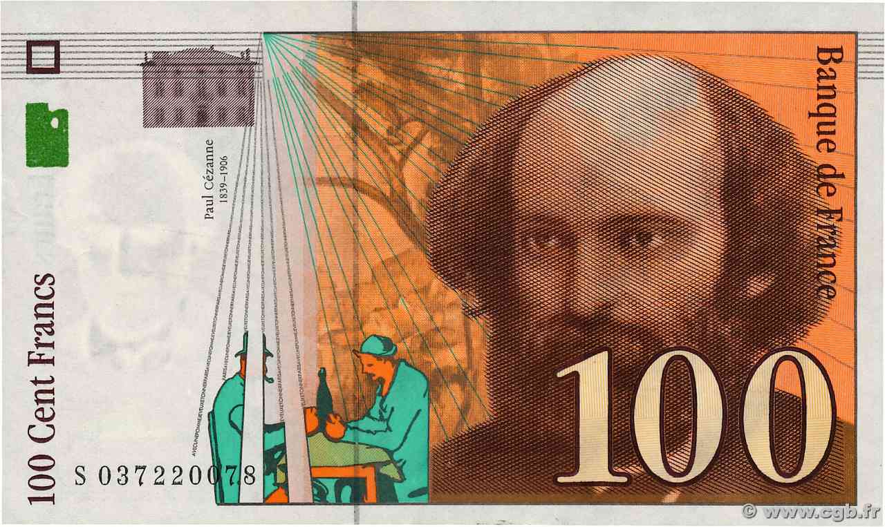100 Francs CÉZANNE Sans STRAP Fauté FRANCIA 1997 F.74f4.01 SPL+