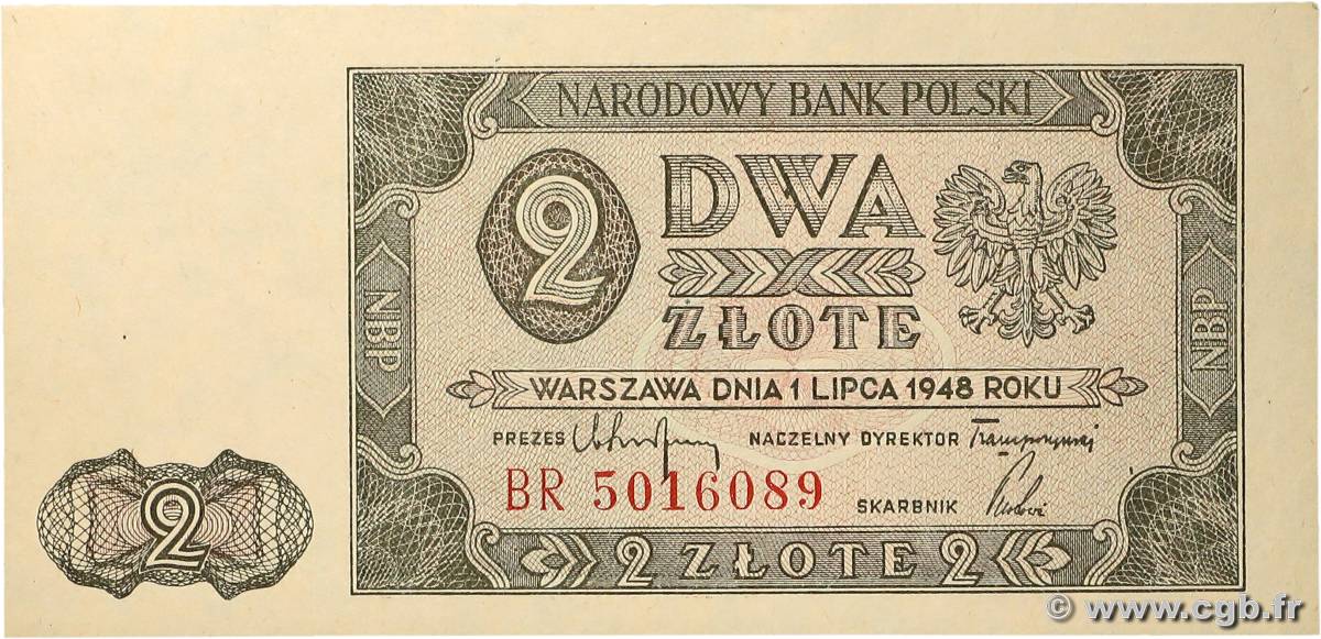 2 Zlote POLOGNE 1948 P.134 pr.NEUF