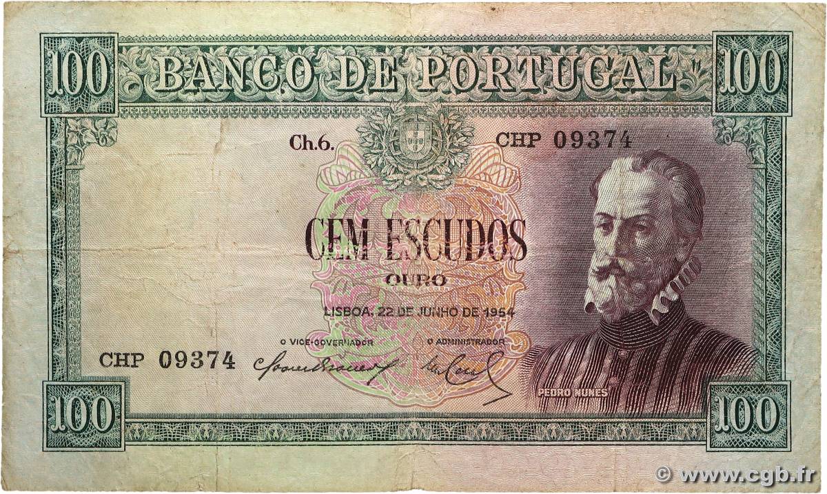 100 Escudos PORTUGAL 1954 P.159 TB