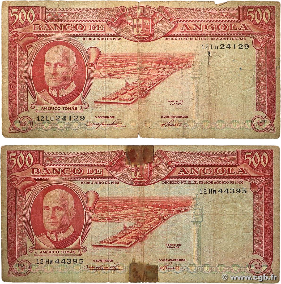 100 Escudos Lot ANGOLA 1962 P.094 B