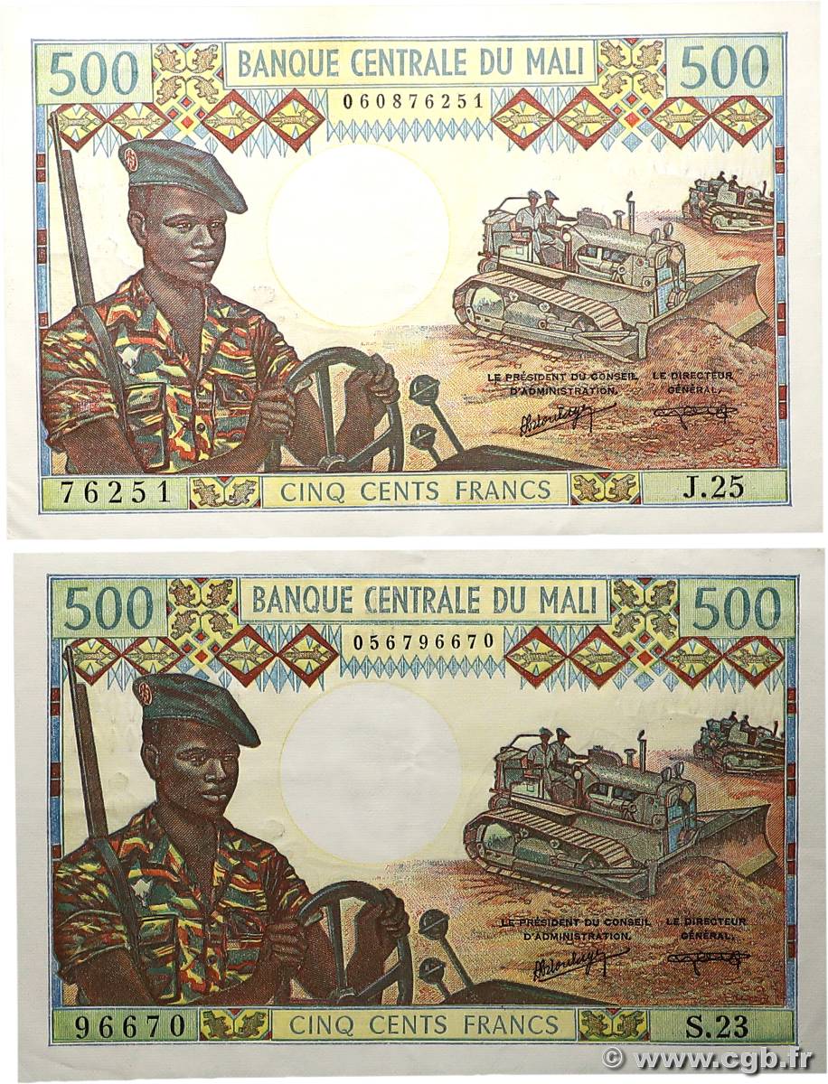 500 Francs Lot MALI  1973 P.12f XF+