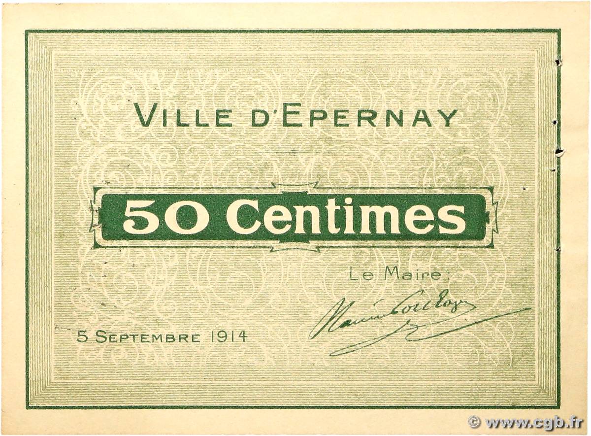 50 Centimes FRANCE régionalisme et divers Epernay 1914 JP.51-15 TTB+