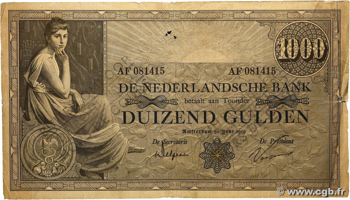 1000 Gulden Annulé PAíSES BAJOS 1919 P.042 RC