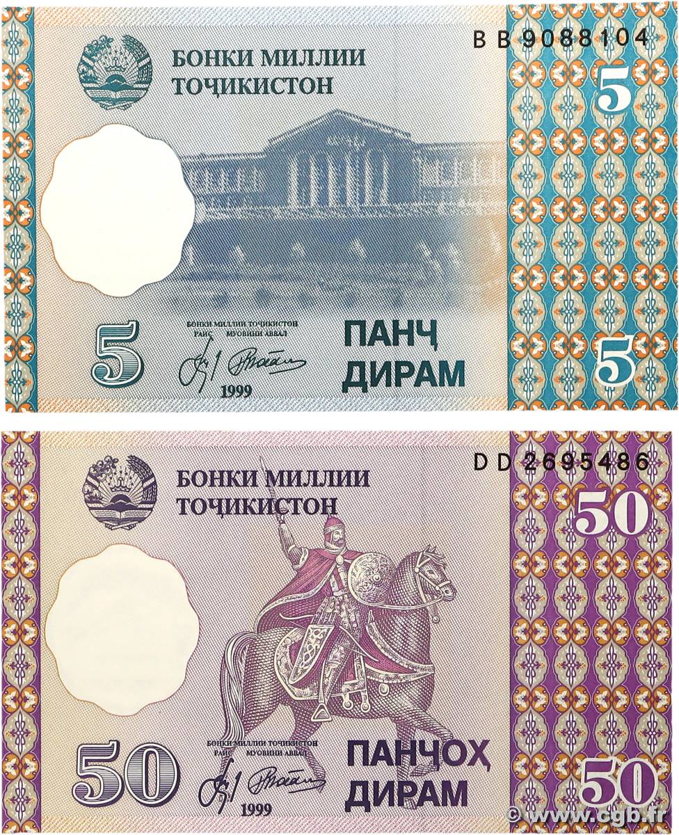 5 et 50 Diram Lot TADJIKISTAN 1999 P.11a et P.13 NEUF