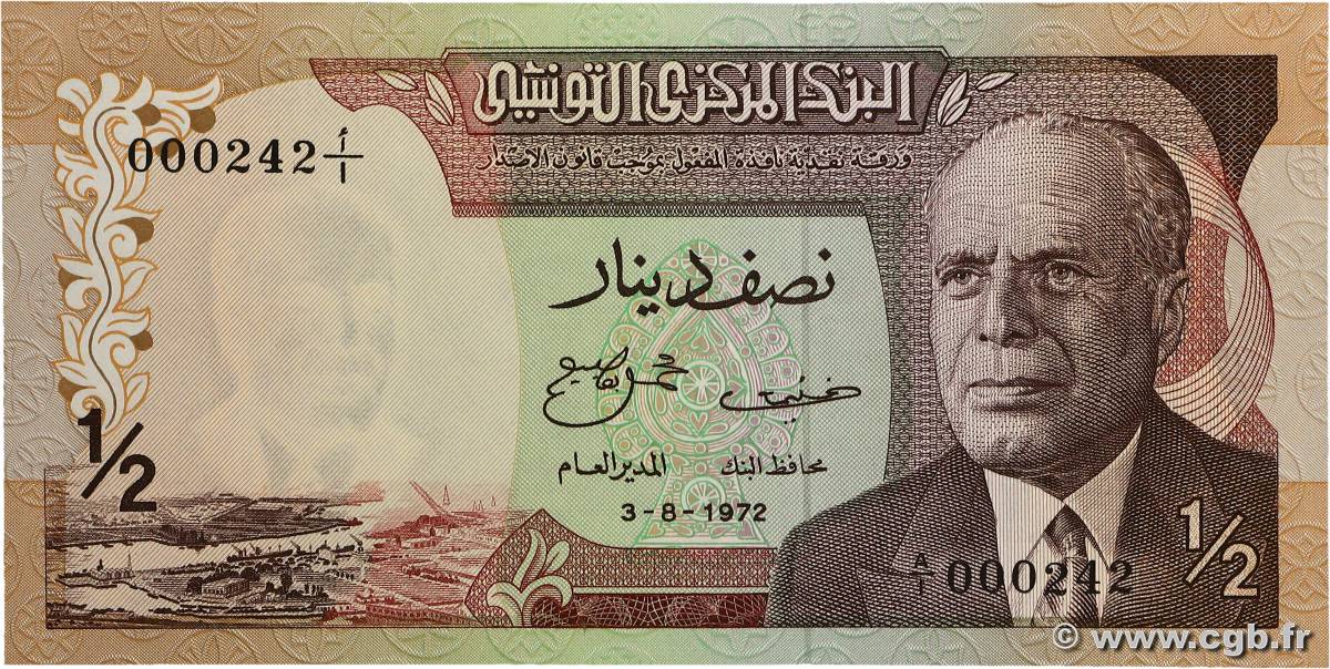 1/2 Dinar Petit numéro TUNISIE 1972 P.66a NEUF