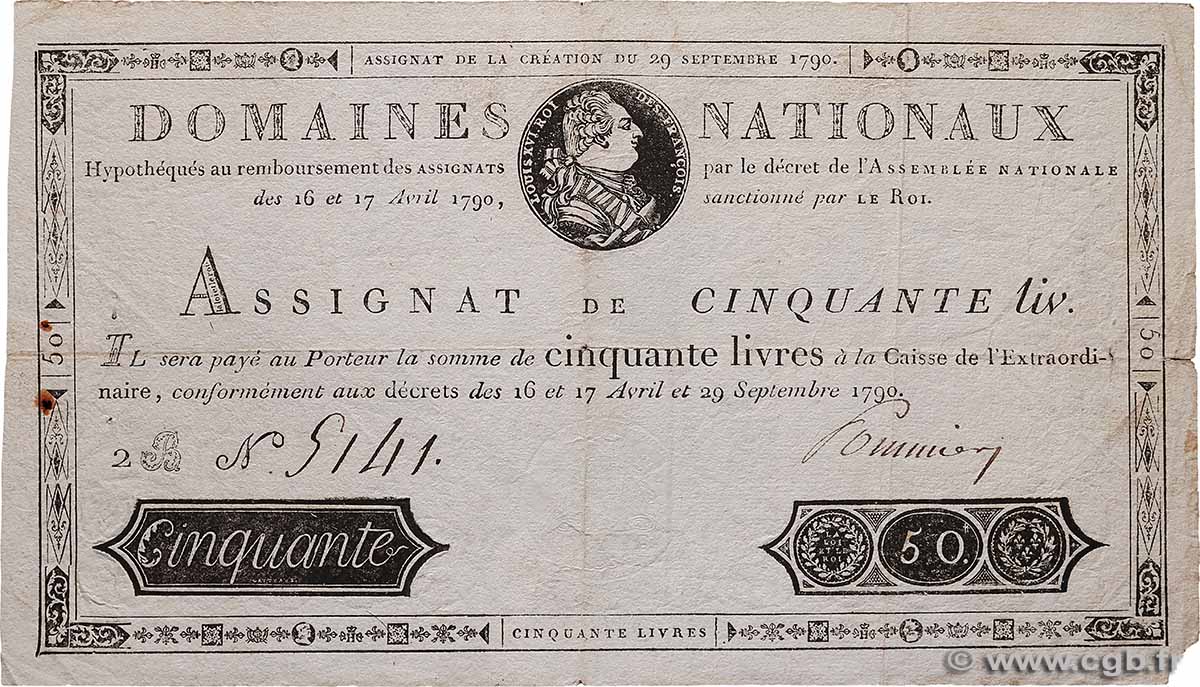 50 Livres FRANCE 1790 Ass.04a F+