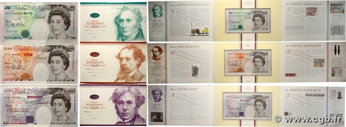 5, 10 et 20 Pounds Set de présentation ANGLETERRE  1999 P.(382-383-384) NEUF