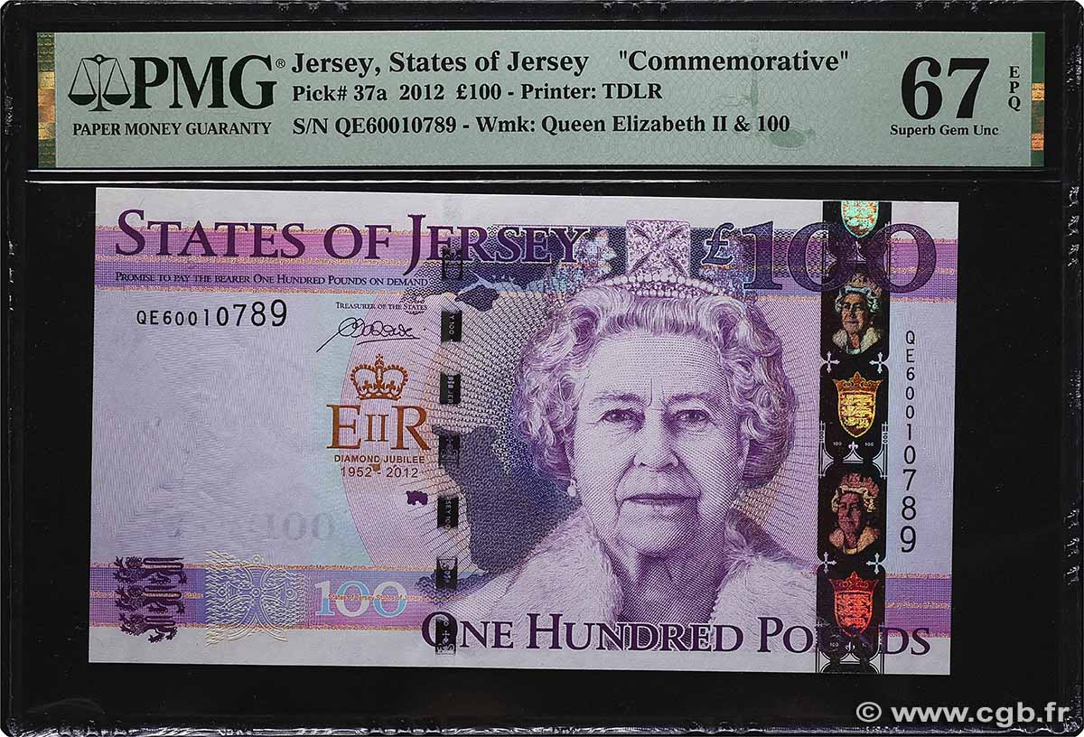 100 Pounds Commémoratif JERSEY  2012 P.37a NEUF