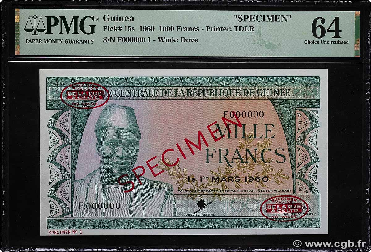 1000 Francs Spécimen GUINÉE  1960 P.15s pr.NEUF
