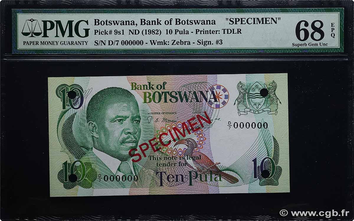 10 Pula Spécimen BOTSWANA  1982 P.09s1 NEUF