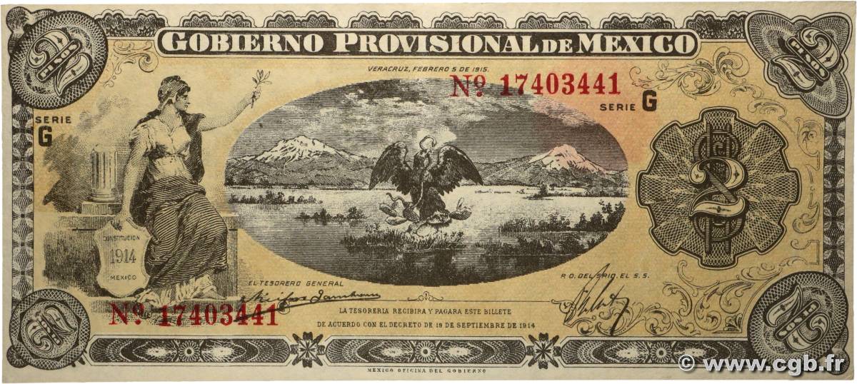 2 Pesos MEXICO Veracruz 1915 PS.1103a XF