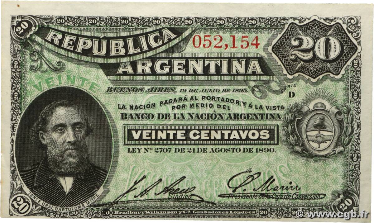 20 Centavos ARGENTINE  1895 P.229 pr.NEUF