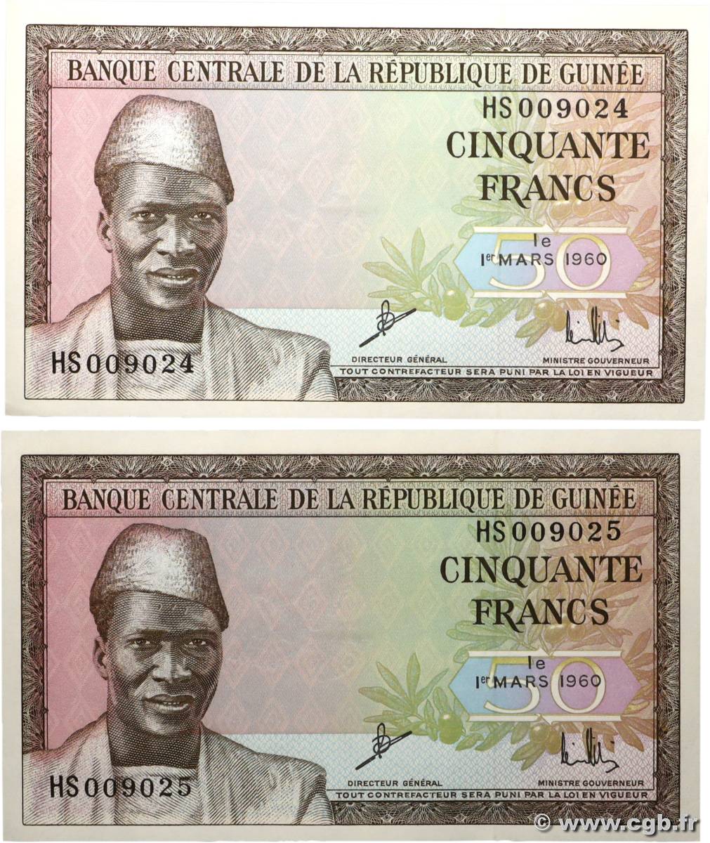 50 Francs Consécutifs GUINÉE  1960 P.12a pr.NEUF