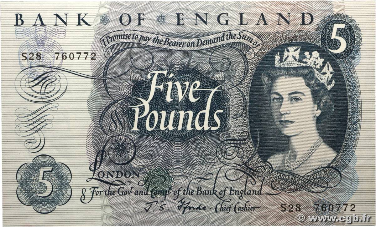 5 Pounds ANGLETERRE  1966 P.375b SUP