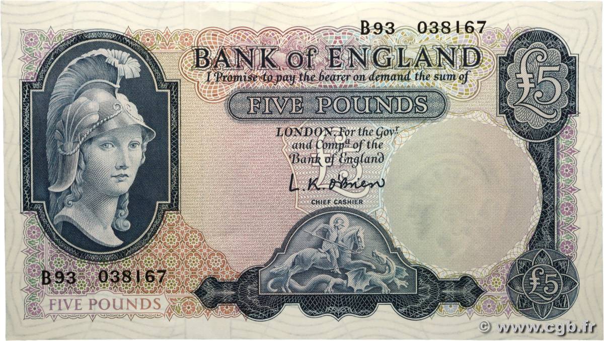 5 Pounds ANGLETERRE  1957 P.371a SPL