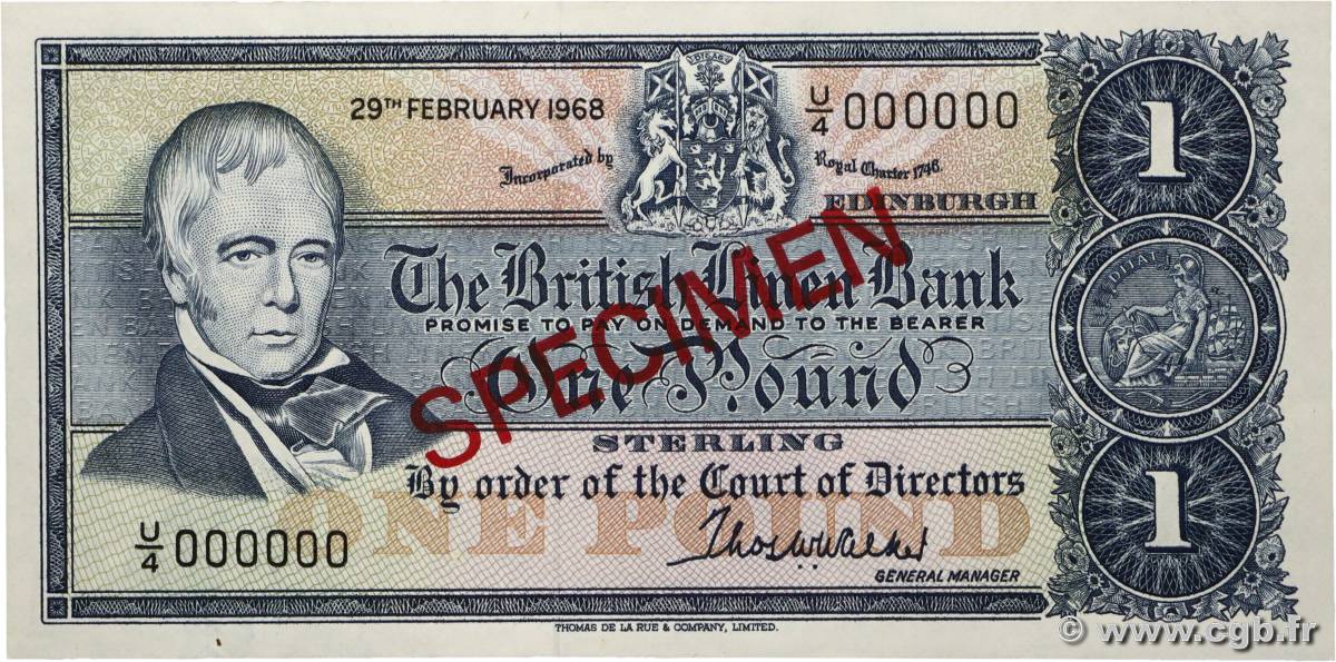 1 Pound Spécimen ÉCOSSE 1968 P.169s pr.NEUF