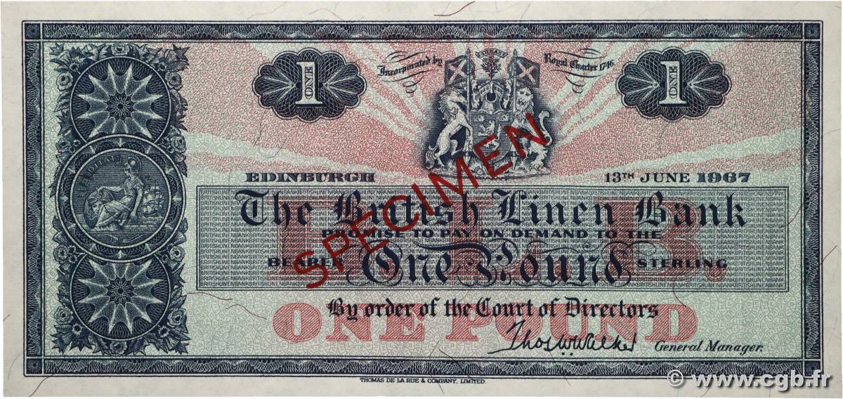 1 Pound Spécimen ÉCOSSE 1967 P.168s SPL