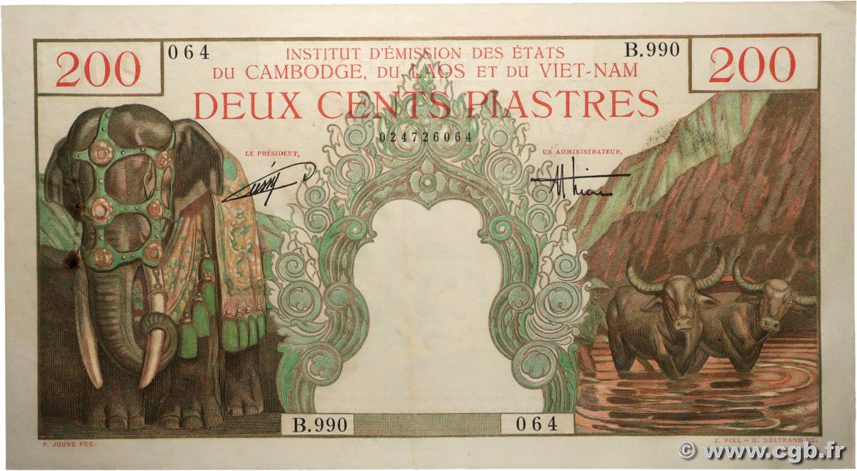 200 Piastres - 200 Dong INDOCHINA 1953 P.109 EBC