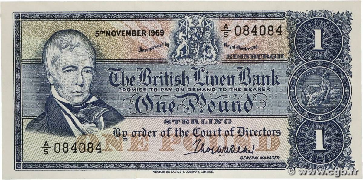 1 Pound Numéro spécial SCOTLAND 1969 P.169a UNC-