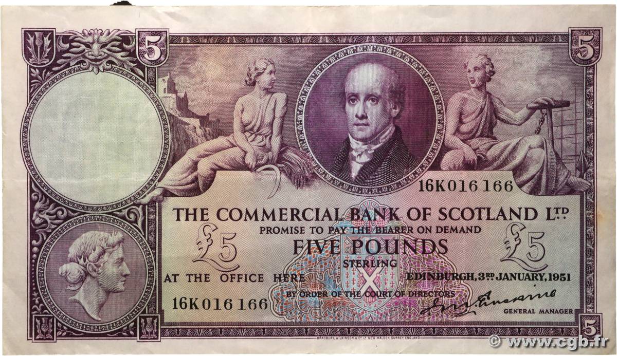 5 Pounds SCOTLAND 1951 PS.333 VF