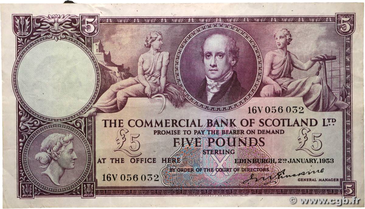 5 Pounds ÉCOSSE 1953 PS.333 pr.TTB