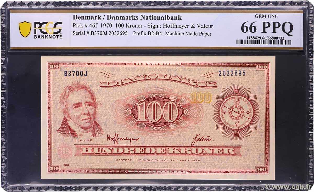100 Kroner Remplacement DANEMARK 1970 P.046f NEUF