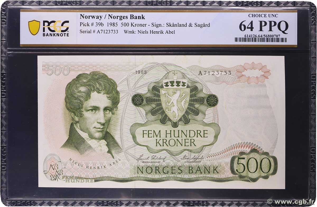 500 Kroner NORVÈGE 1985 P.39b q.FDC