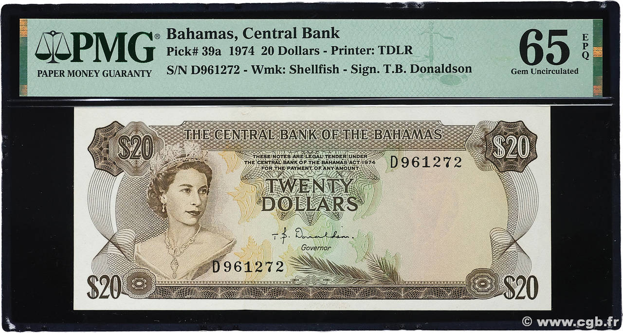 20 Dollars BAHAMAS 1974 P.39a ST