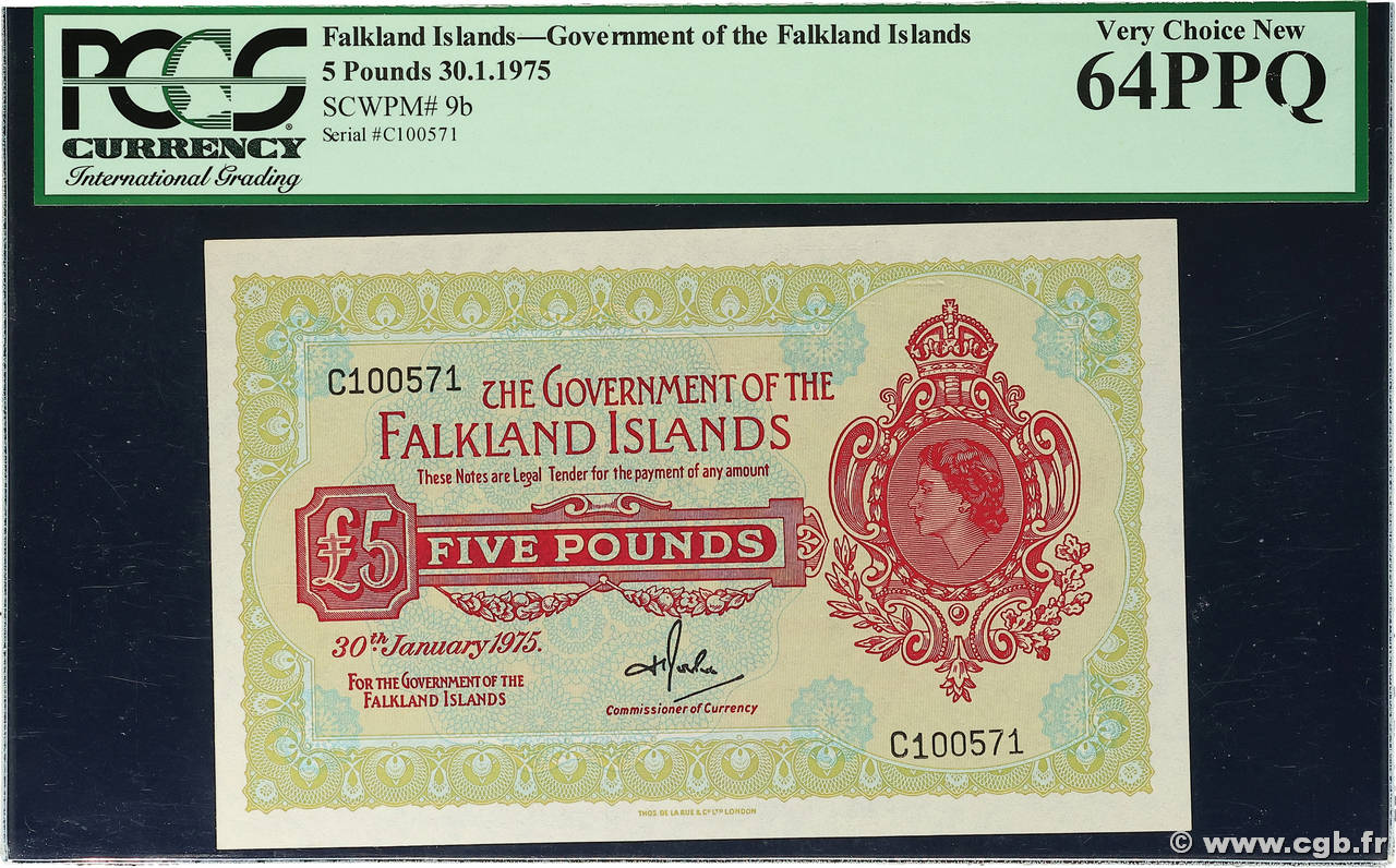 5 Pounds FALKLANDINSELN 1975 P.09b fST+