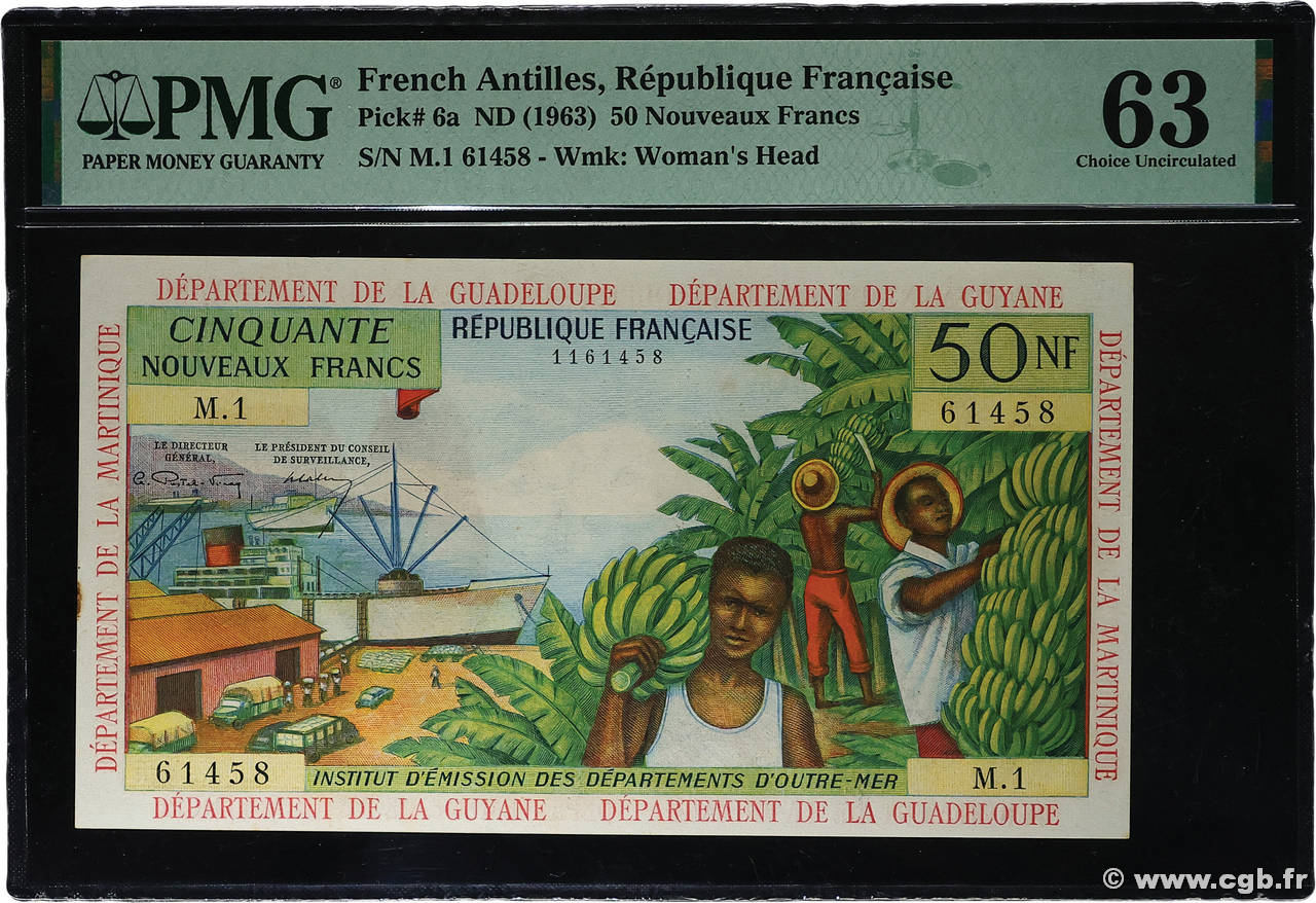 50 Nouveaux Francs FRENCH ANTILLES 1962 P.06a fST+