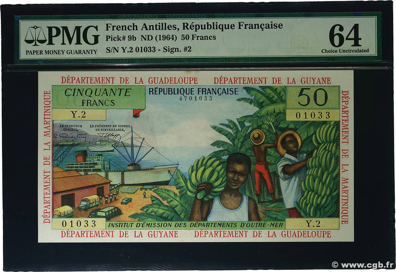 50 Francs FRENCH ANTILLES 1964 P.09b fST+