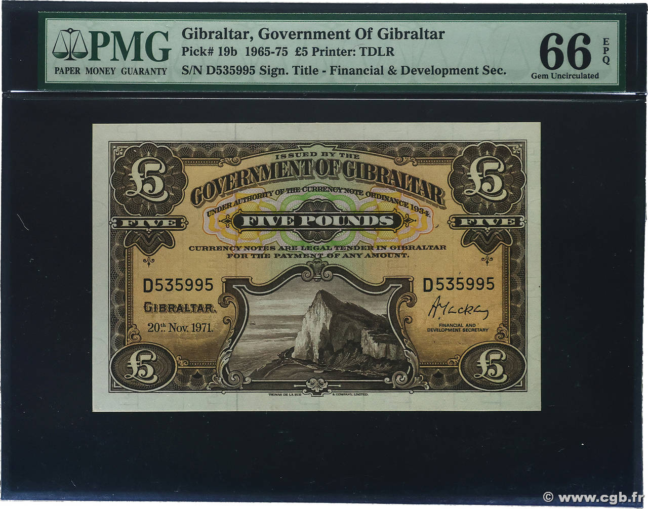 5 Pounds GIBRALTAR 1971 P.19b NEUF