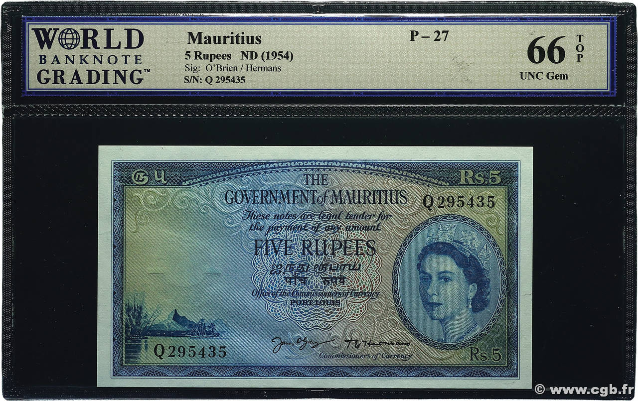 5 Rupees MAURITIUS 1954 P.27 ST