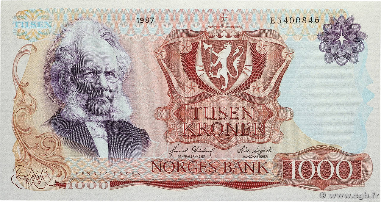 1000 Kroner NORVÈGE 1987 P.40c NEUF