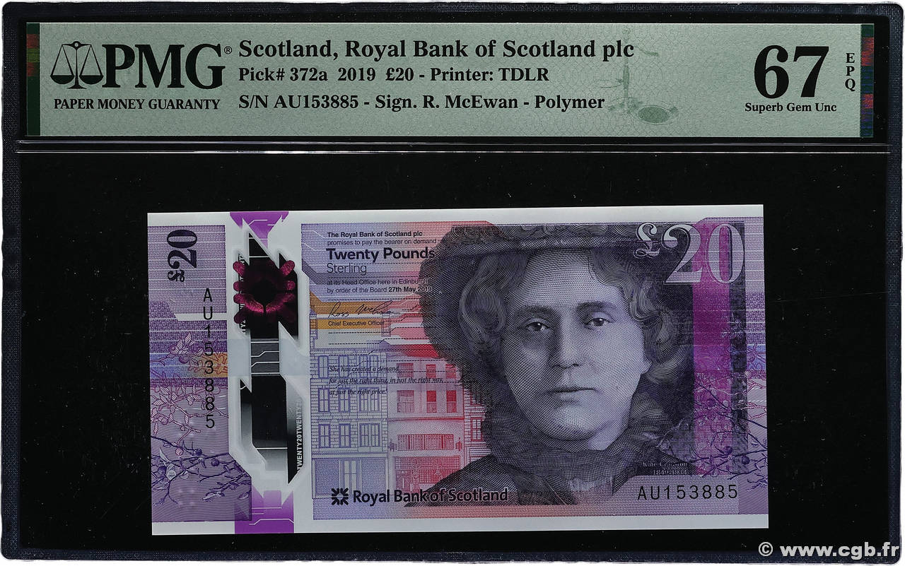 20 Pounds SCOTLAND 2019 P.372a UNC