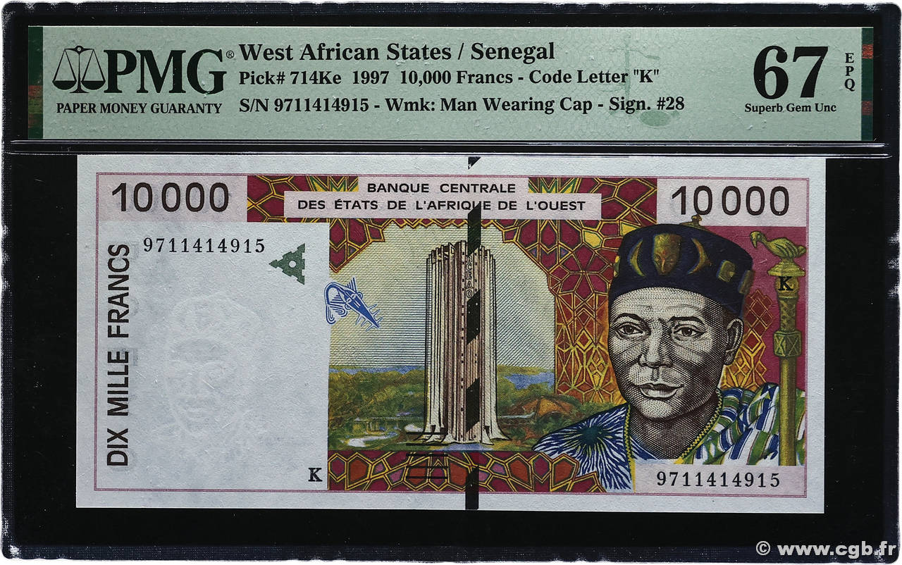 10000 Francs WEST AFRICAN STATES 1997 P.714Ke UNC