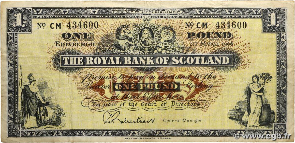 1 Pound SCOTLAND 1966 P.325b F