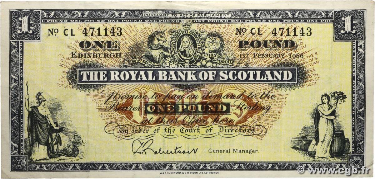 1 Pound ÉCOSSE  1966 P.325b pr.TTB