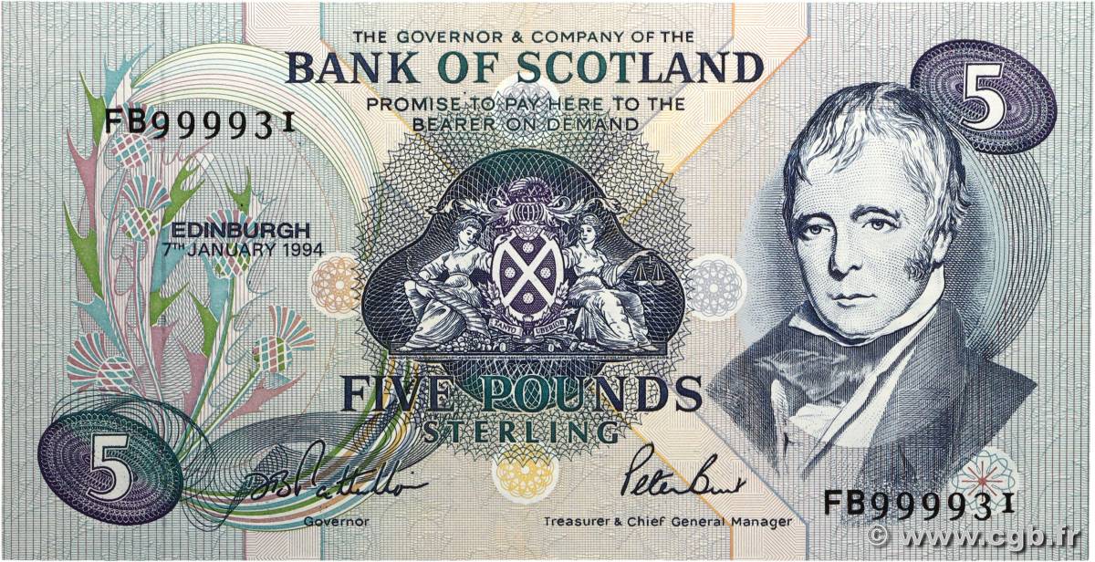 5 Pounds SCOTLAND 1994 P.116b UNC-