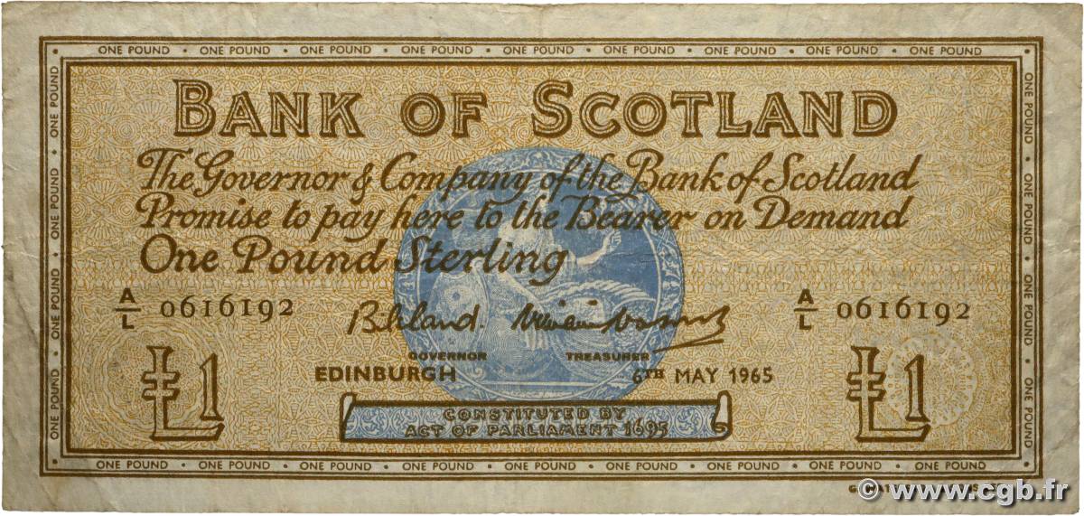 1 Pound ÉCOSSE  1965 P.102b TB